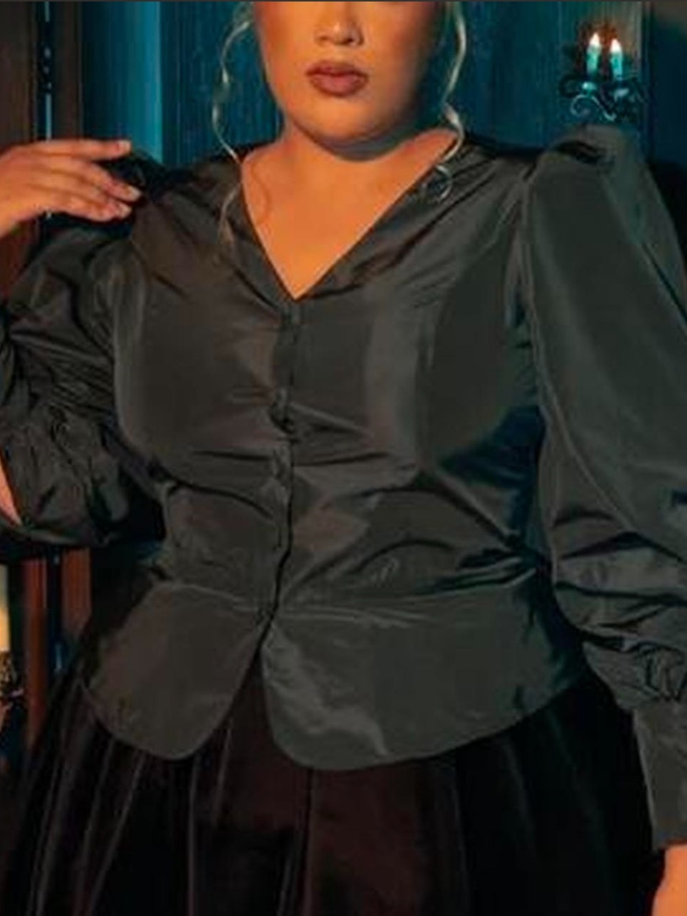 la femme en noir taffeta edwardian blouse - size large
